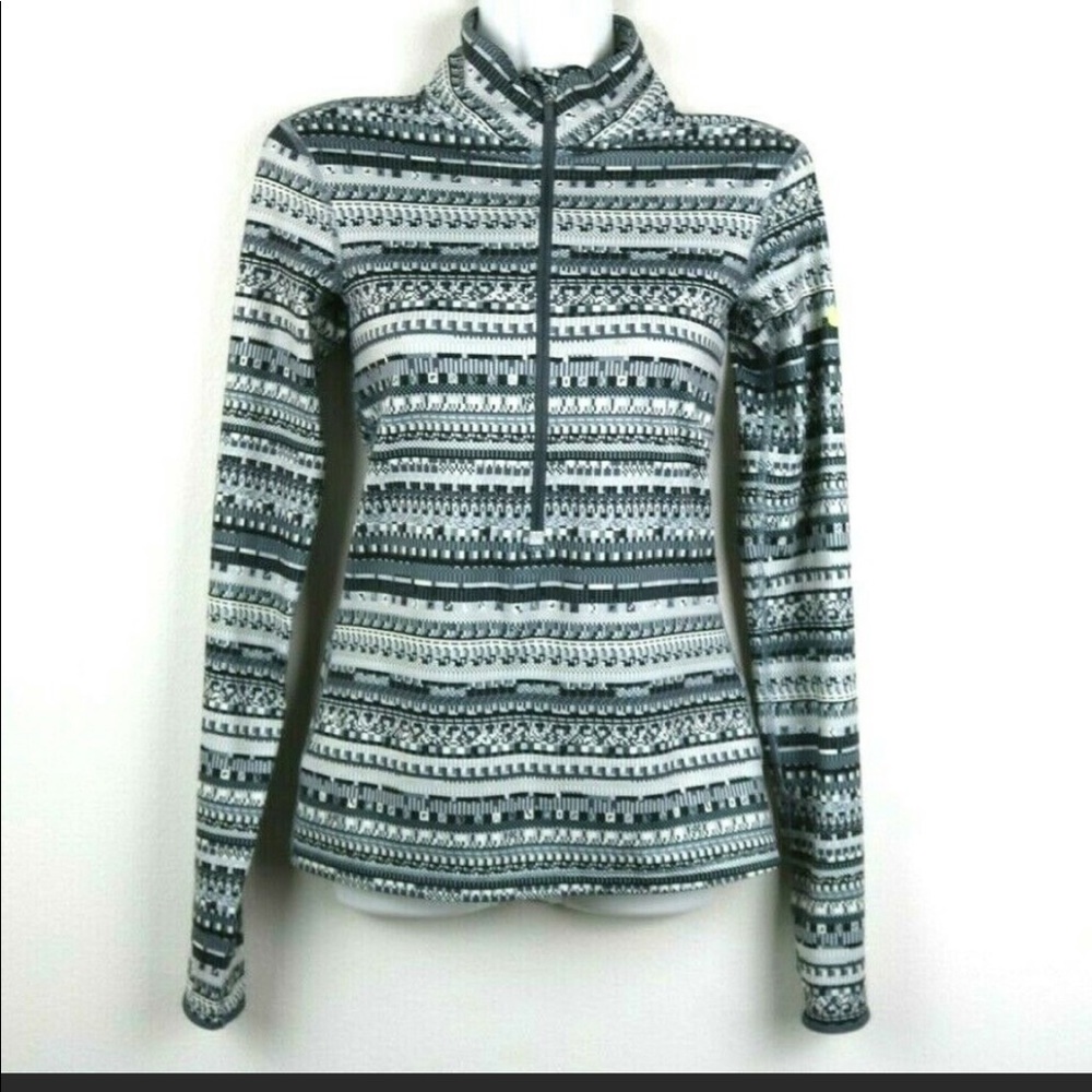 Nike Pro Hyperwarm 1/2 Zip Pullover Gray Black Cottagecore Fleece Sz XS